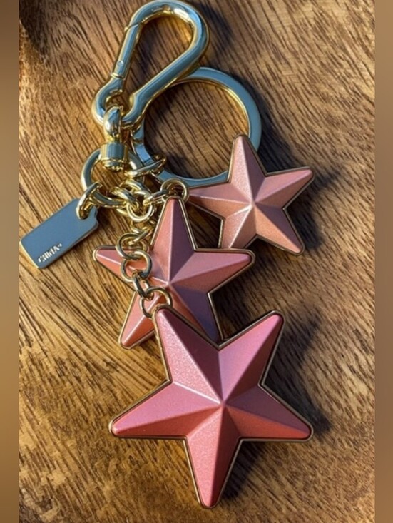 Coach Handbags - Coach Y2K Pink Acrylic 3D Star Bag Charm Keychain Gold Tone